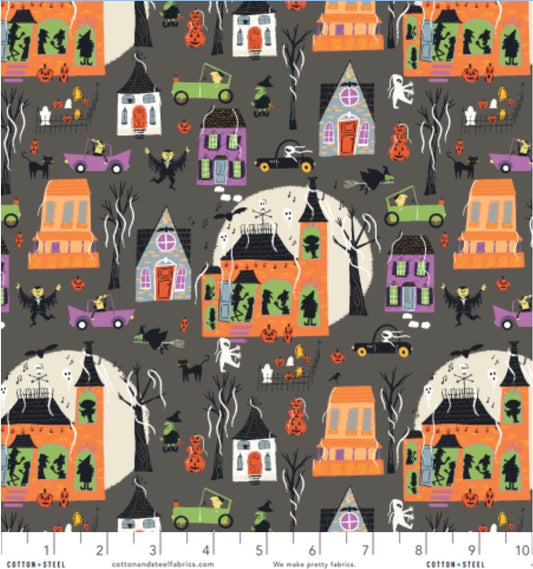 Cotton + steel Monster block Party Live laugh scare Halloween MA100LL3
