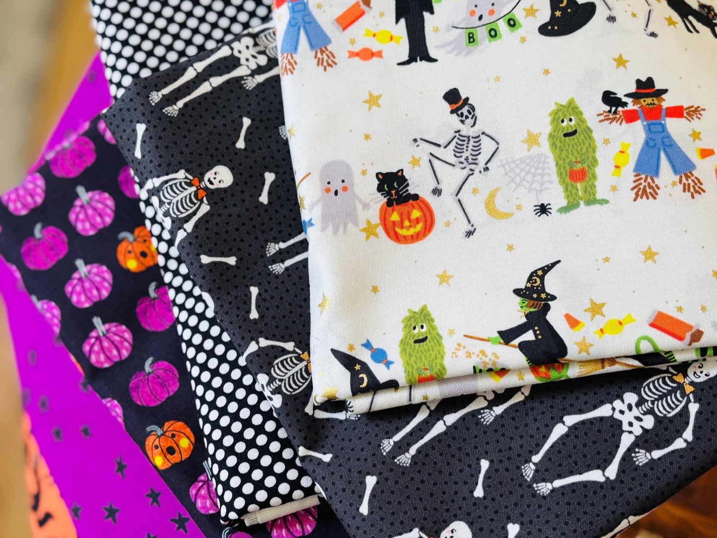 Monster block party BLACK - 9 fat quarter bundle - HALLOWEEN
