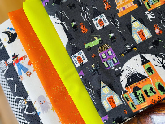 Monster block party BLACK - 9 fat quarter bundle - HALLOWEEN