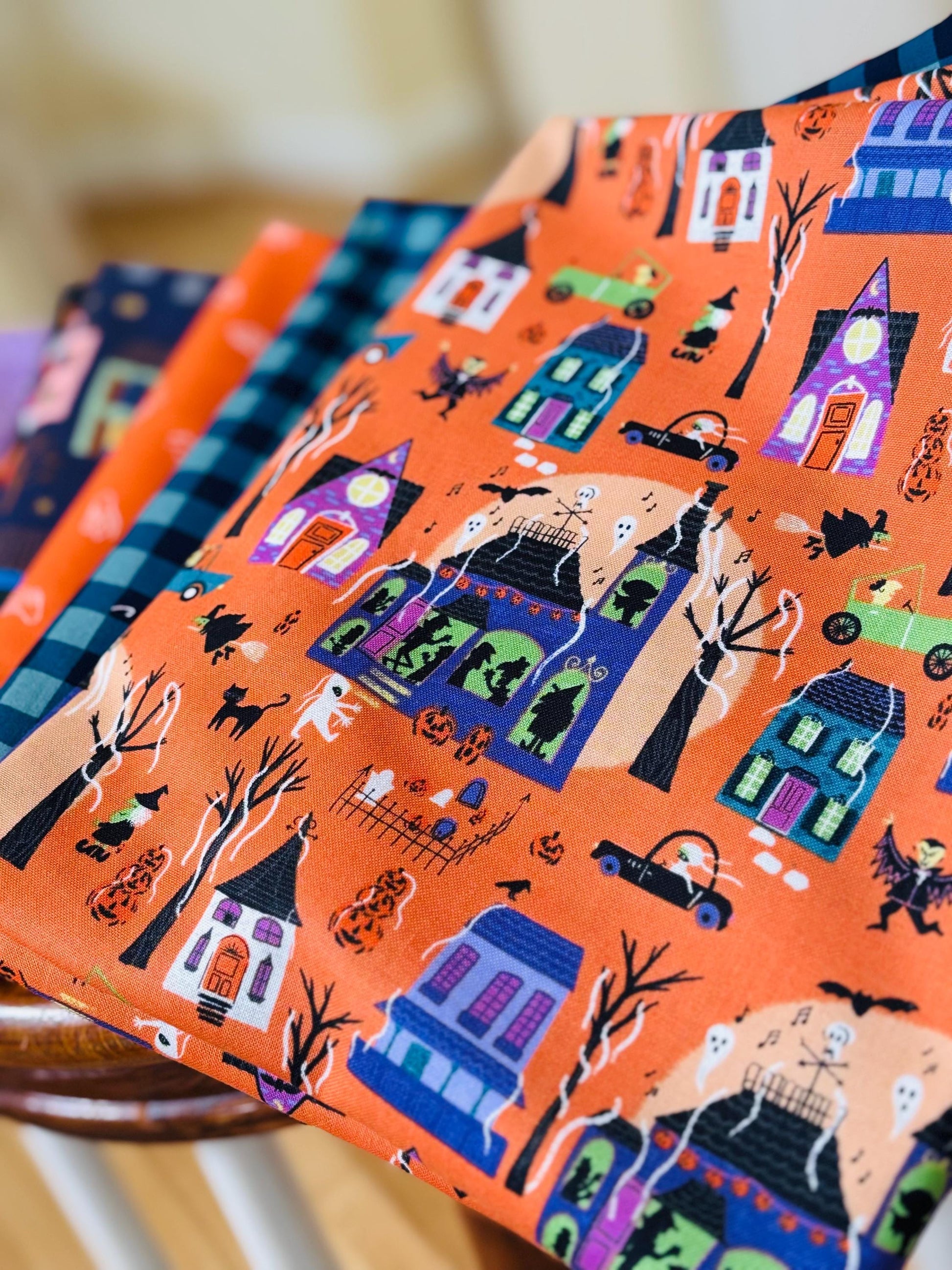 Monster block party orange - 9 fat quarter bundle - HALLOWEEN