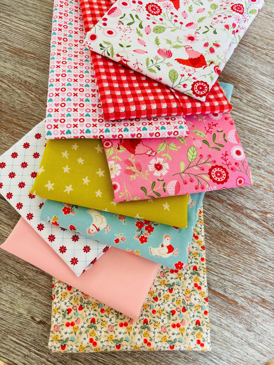 Henhouse XOXO #2 - 9 fat quarter - Smitten chicken farmhouse fancy AGF Plaid