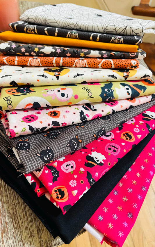Not Scary + Sweet Tooth + blenders - 12 fat quarter bundle - Poppie cotton speckled