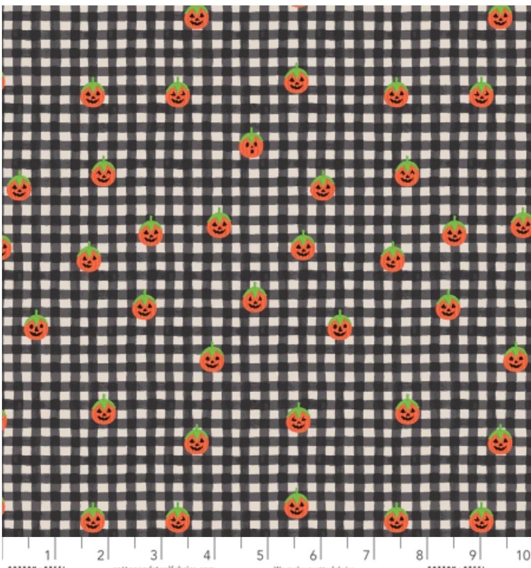Halloween by Rifle Paper co Pumpkin gingham black - witch ghost trick or treat - C&S - in stock - shipping now