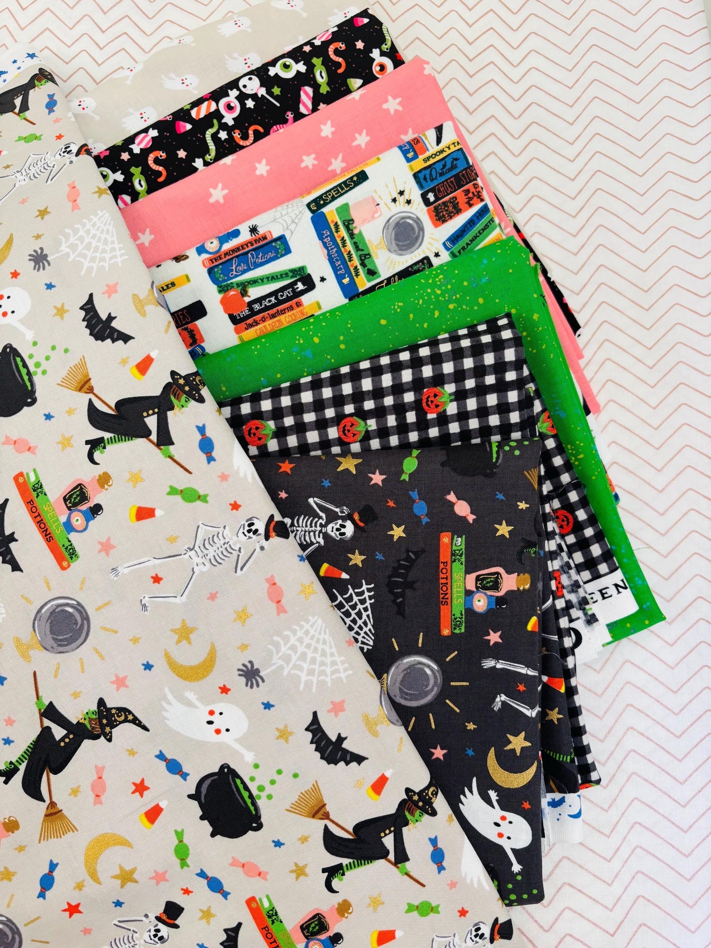 Too cute to spook - Witches party 9 fat quarter Rifle paper halloween metallic