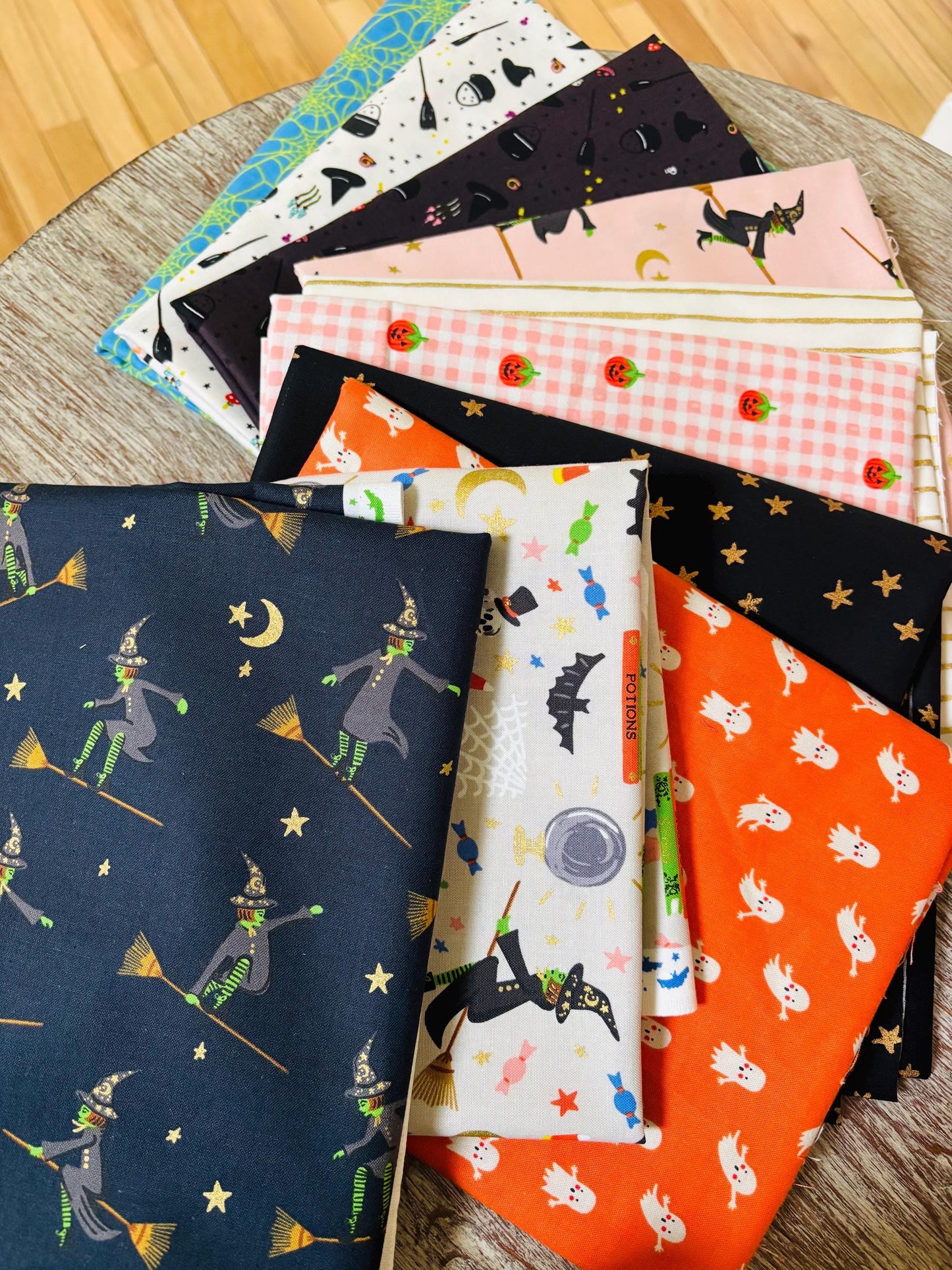 Too cute to spook - Witch 10 fat quarter Rifle paper halloween metallic