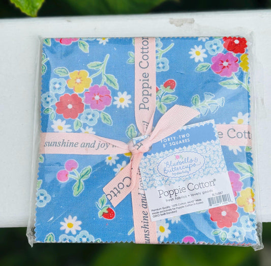 5" Bluebells and buttercups Precuts 42 Prints | Poppie cotton | Elea Lutz