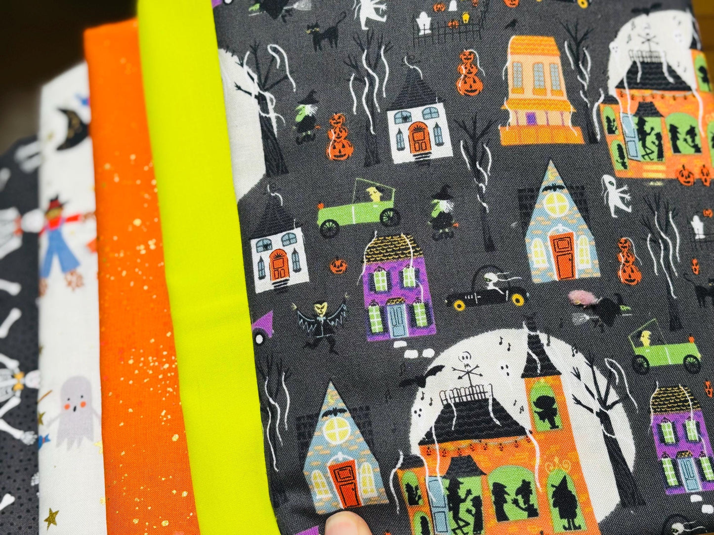 Monster block party BLACK - 9 fat quarter bundle - HALLOWEEN