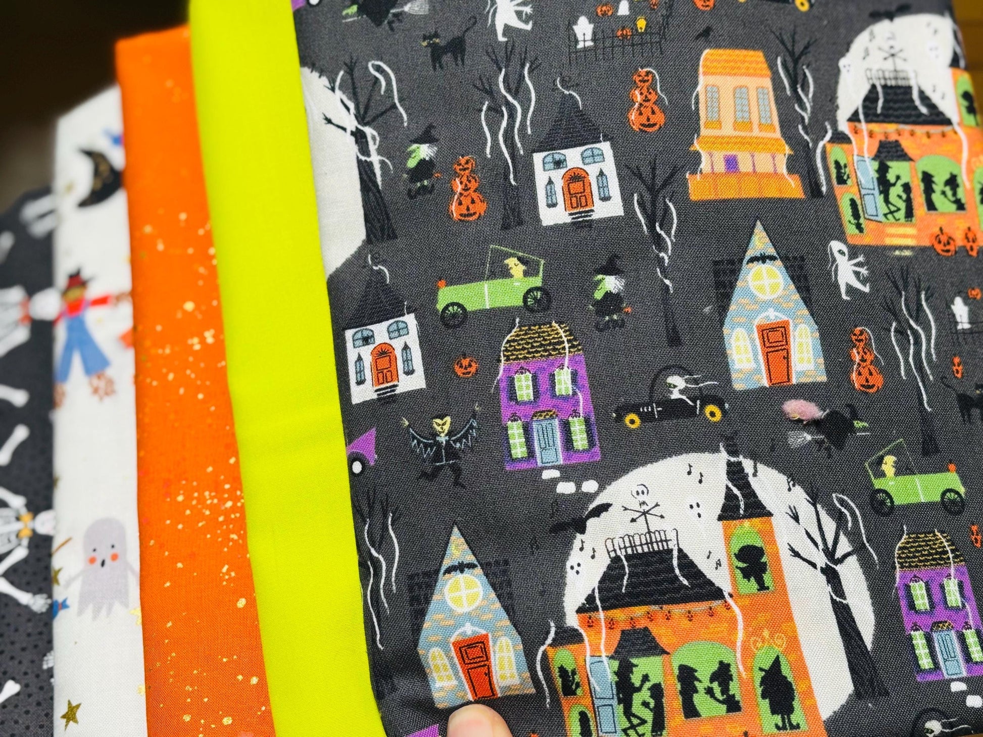 Monster block party BLACK - 9 fat quarter bundle - HALLOWEEN