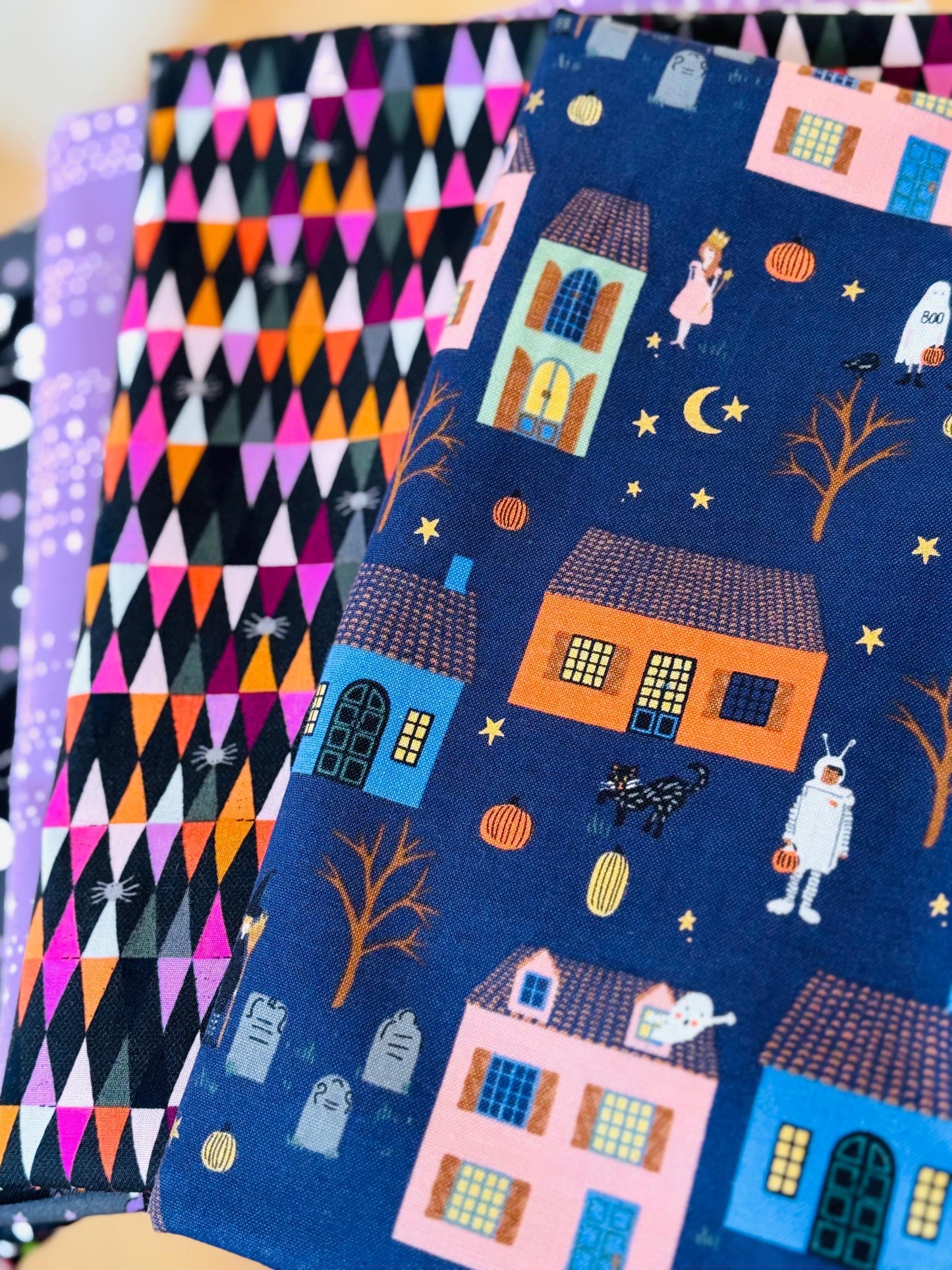 Monster block party orange - 9 fat quarter bundle - HALLOWEEN