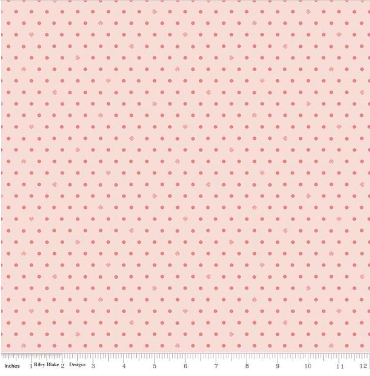 Cotton Nook Minki Kim dots hearts blush pink C17977