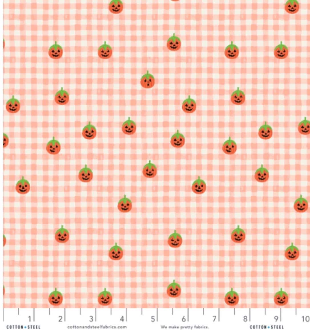 Halloween by Rifle Paper co pumpkin gingham - blush- witch ghost trick or treat - C&S - in stock - shipping now