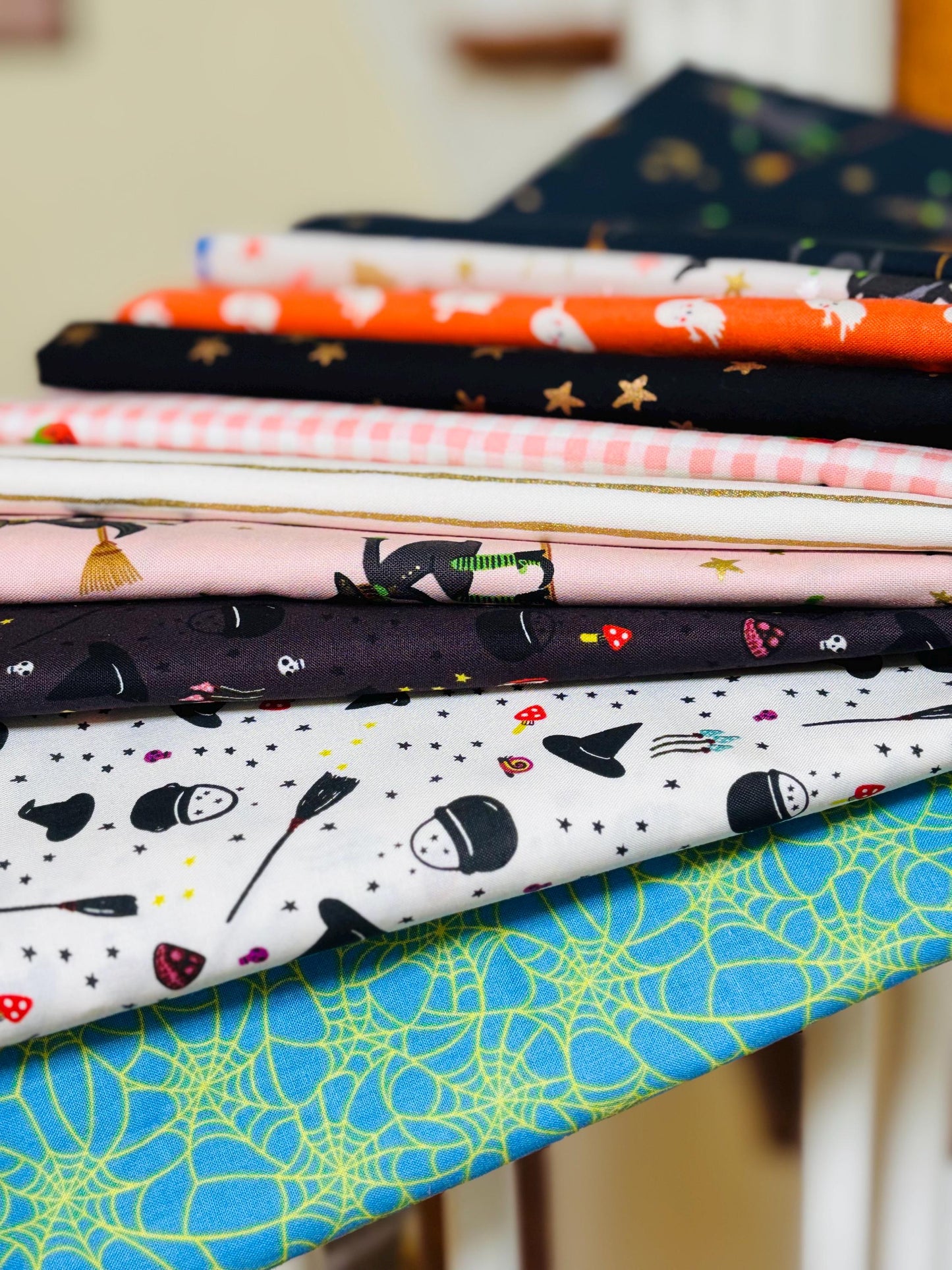 Too cute to spook - Witch 10 fat quarter Rifle paper halloween metallic