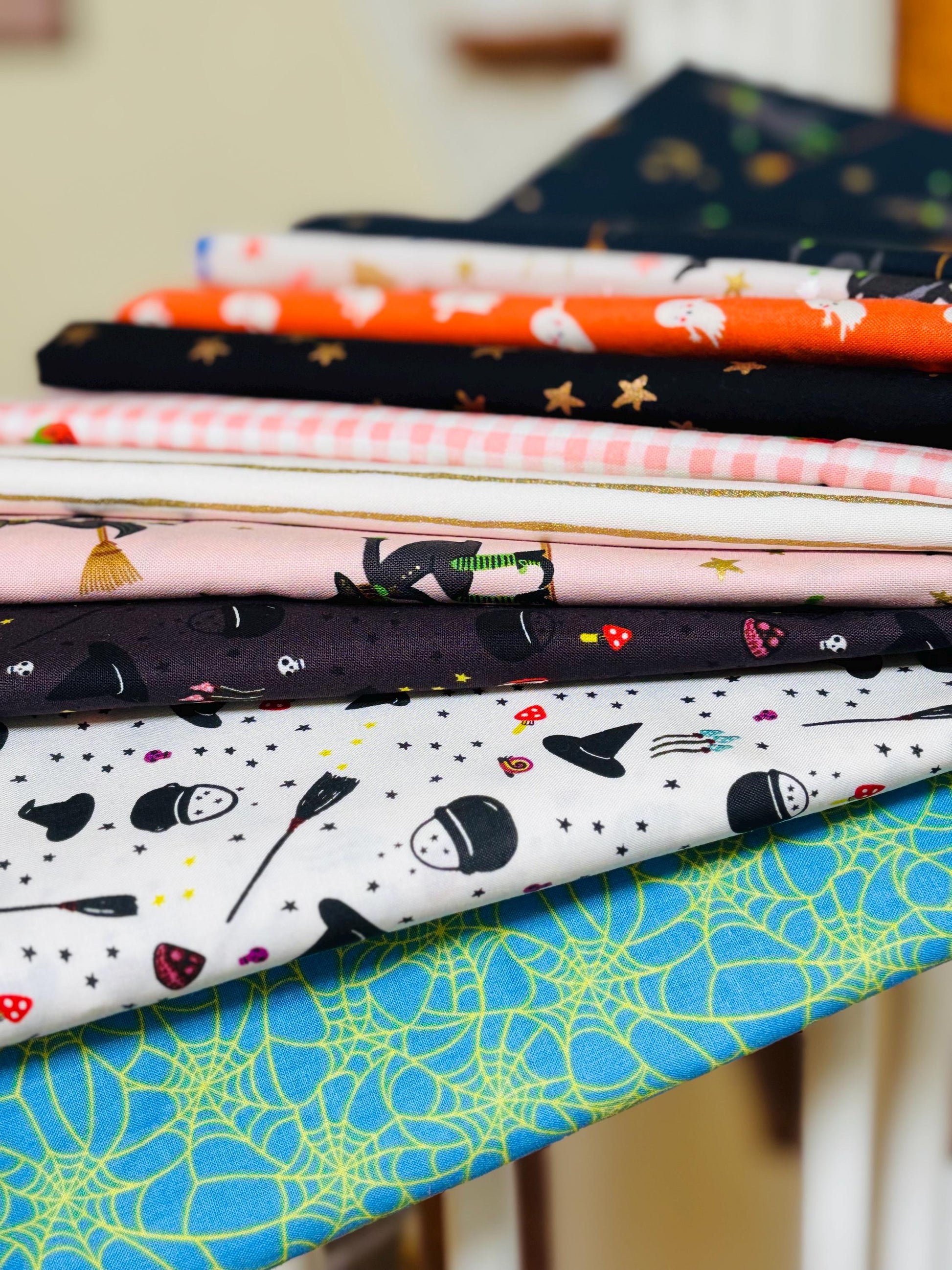 Too cute to spook - Witch 10 fat quarter Rifle paper halloween metallic