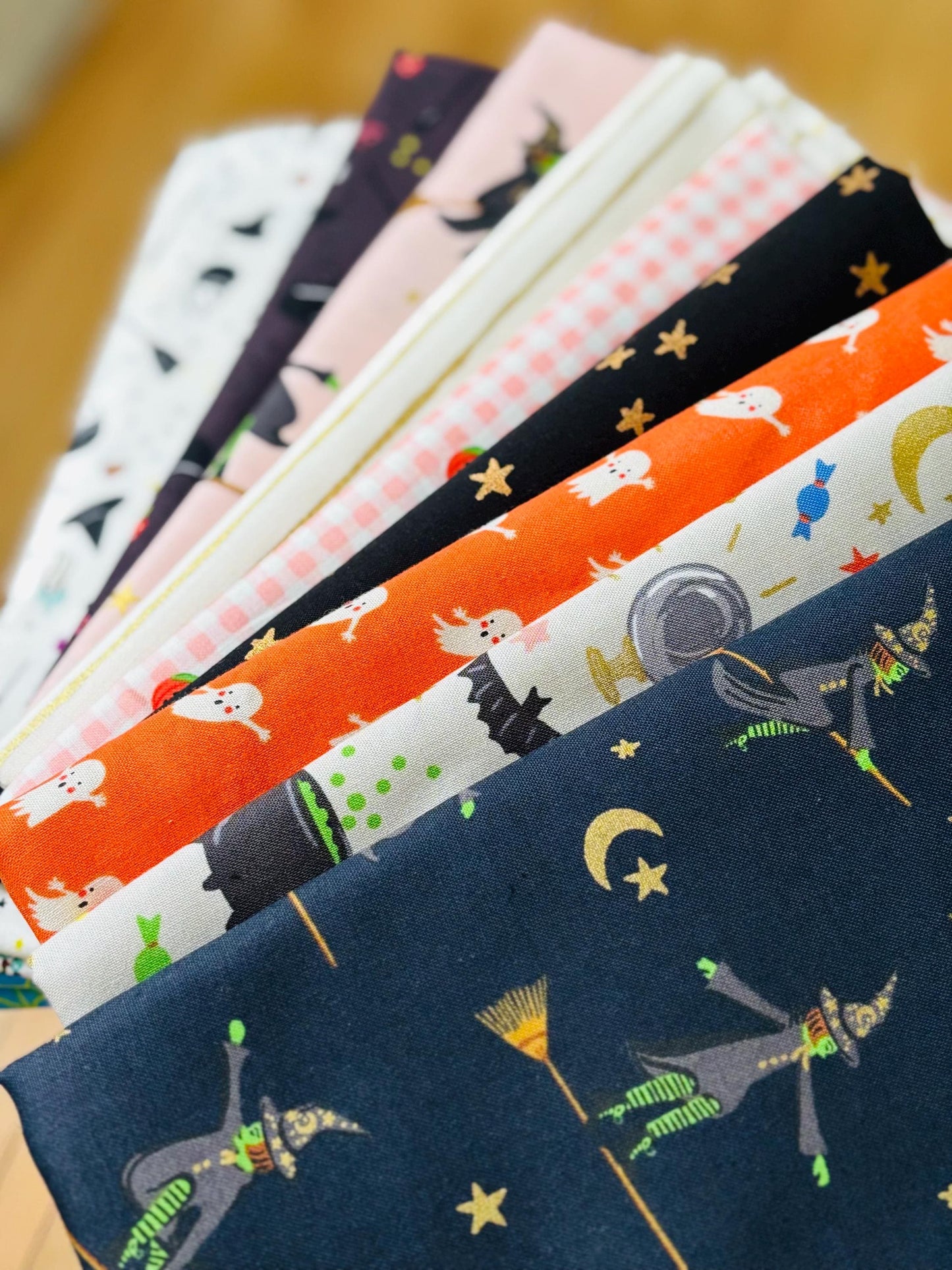 Too cute to spook - Witch 10 fat quarter Rifle paper halloween metallic