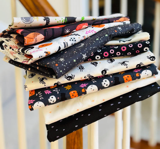 Halloween night and day - 10 fat quarter bundle - Not scary RJR metallic