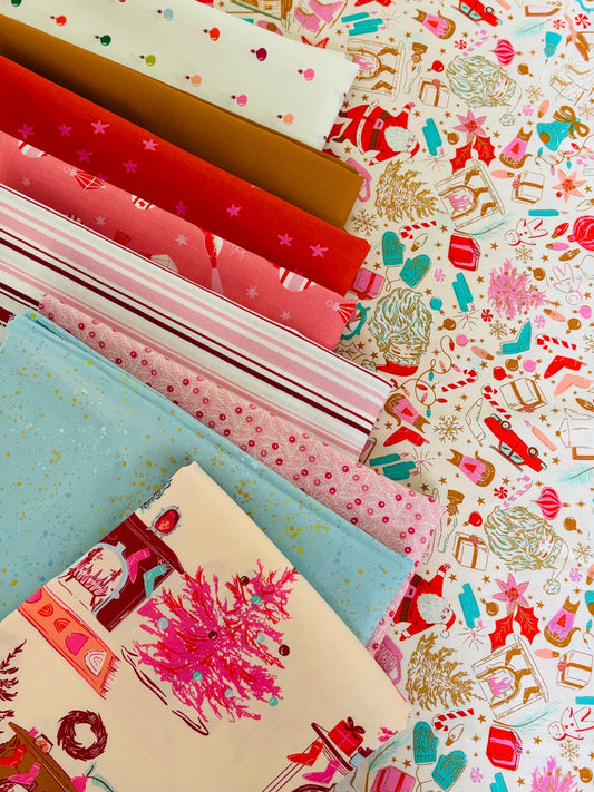 Return of pink Christmas part 12 - 9 fat quarter bundle - christmas in color starry speckled RSS AGF Poppie