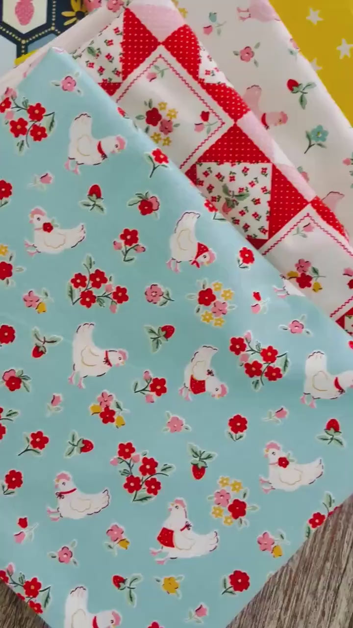 Hen house fun - chickens - 14 fat quarter bundle - farmhouse fancy - Lori holt - plaid Poppie cotton starry speckled